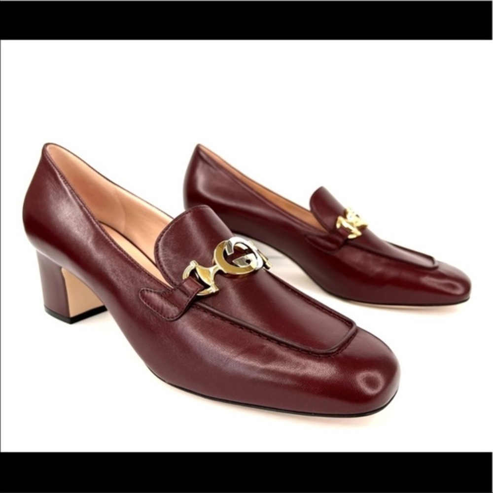 Gucci Zumi Malaga Leather Mid-heel Intelocking GG Logo Pumps 575832 Size EU 36